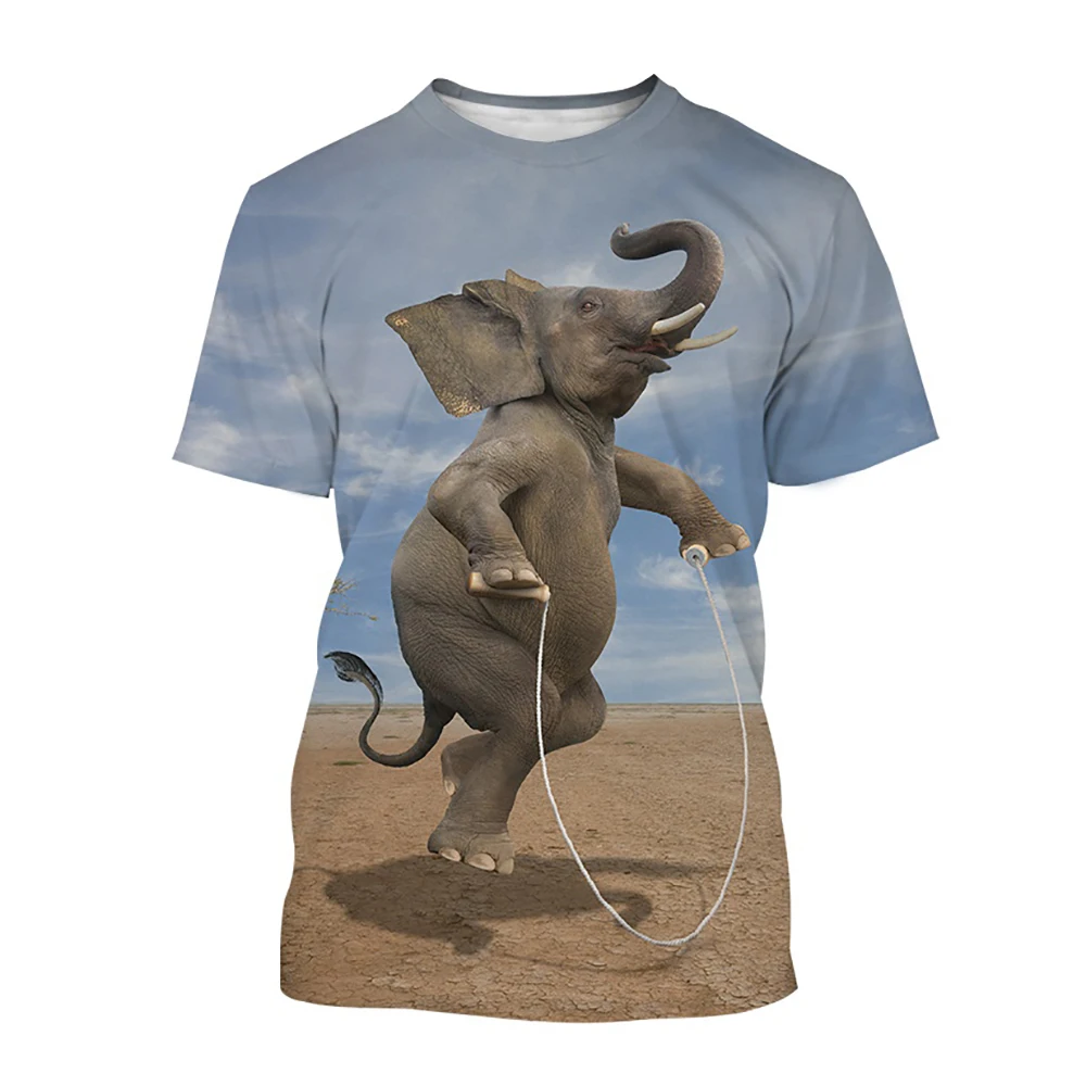 Funny Elephant T-Shirts Animal 3D Print Streetwear Men Women Casual Fashion Oversized T Shirt Kids Boys Girls Tees Tops Clothing