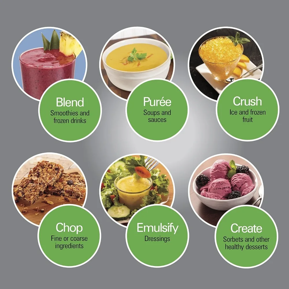 1500W, 32oz BPA Free Jar, 4 Programs & Variable Speed Dial for Puree, Ice Crush, Shakes and Smoothies, Silver (58870), 1500W