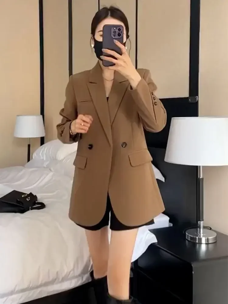 

Insozkdg High-Quality and Comfortable Khaki Blazer Women 2024 Spring Autumn New Arrival Korean Oversized Personality High-End