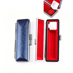 Portable Rectangle Storage Box for Round Chinese Name Stamps With Red Ink Pad Mini Wood Metal Seals Organizer Jewelry Boxes