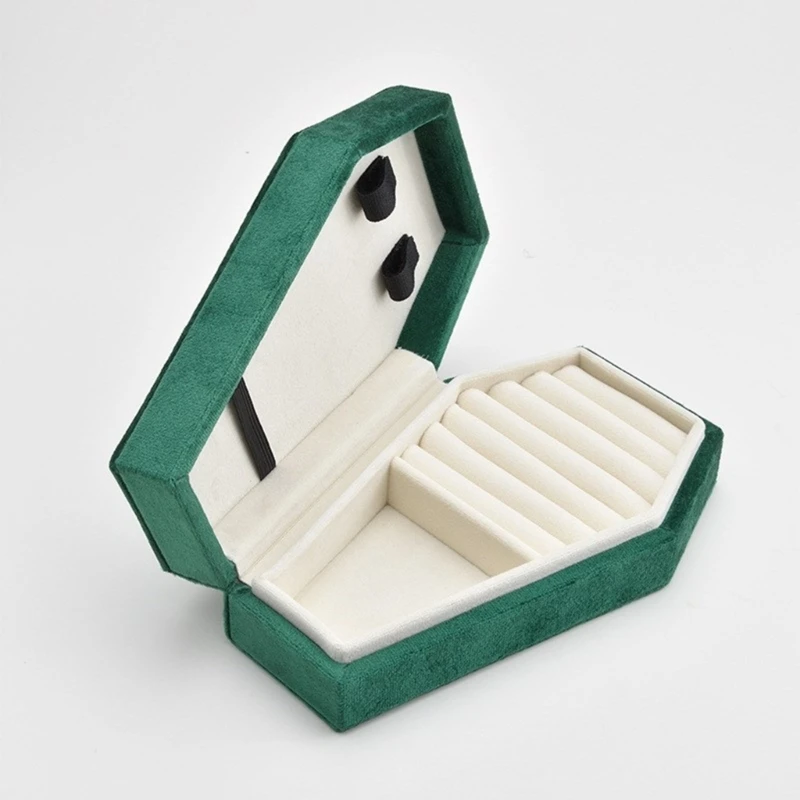 Velvets Jewelry Storage Box Coffin Rings Necklace Earring Box Display Cases Desktop Decoration Jewelry