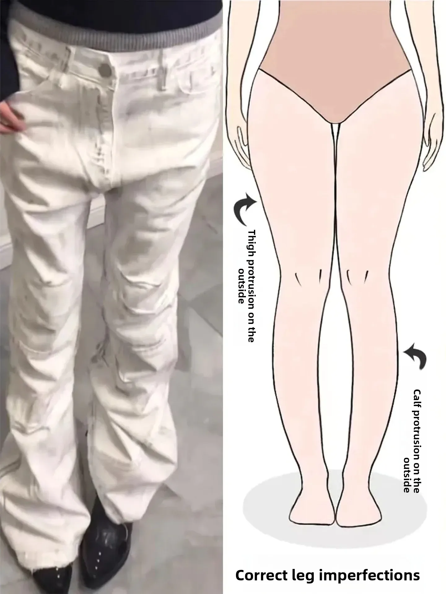 

Retro Faded Bell Bottom Jeans Women's Spring New Slimming Floor Length Pants Draping Effect Pear Shaped Body Fit Casual Jeans