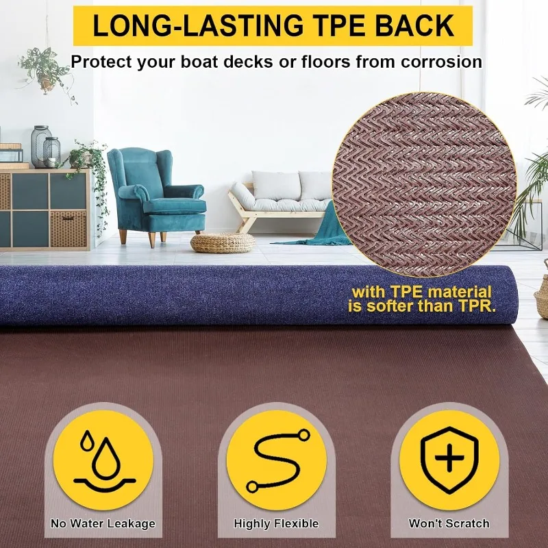 Marine Carpet,6 FT x 14 FT  Indoor Outdoor Carpet 0.2" Thick Boat Carpet with Water-Proof TPE Backing, Non-Slide Outdoor