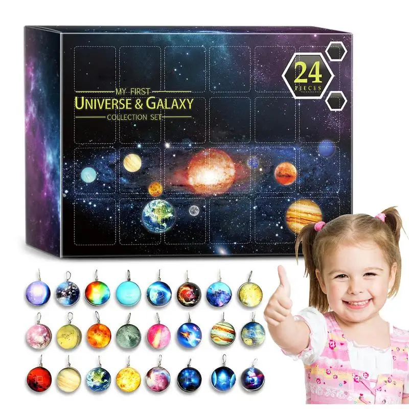 Christmas Jewelry Calendars Planet Jewelry Kit Universe Planet Collection Kit 24 Days Earrings Necklace Countdown Calendar