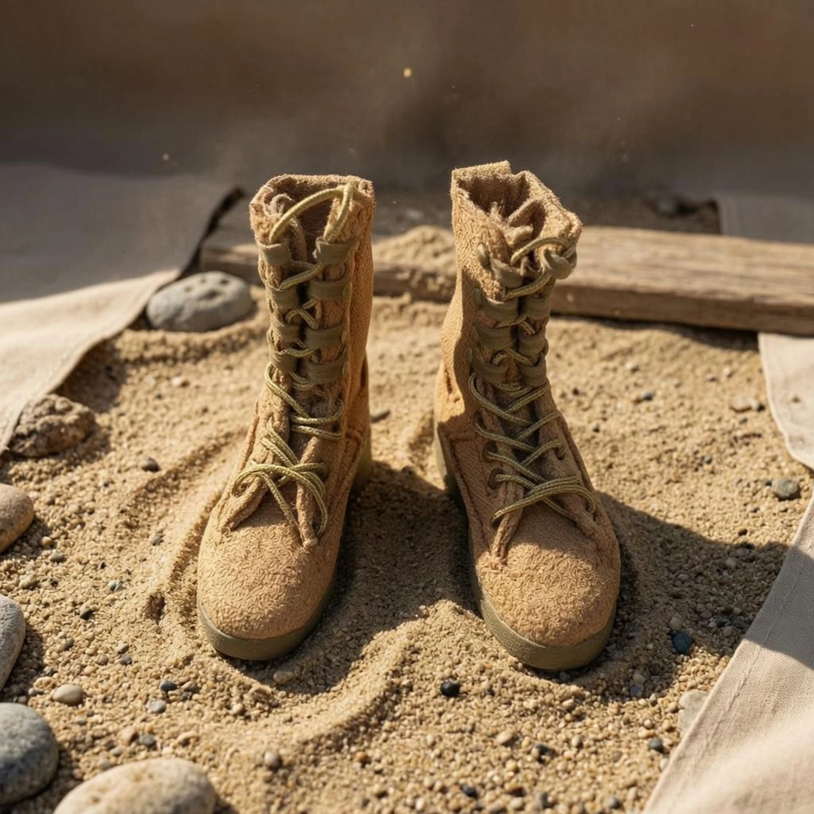 1:6 Soldier Boots Suede-Like Finish Soldier Figure Boots Miniature Footwear Stitched Construction Fashion Item Wear-Resistant view 3