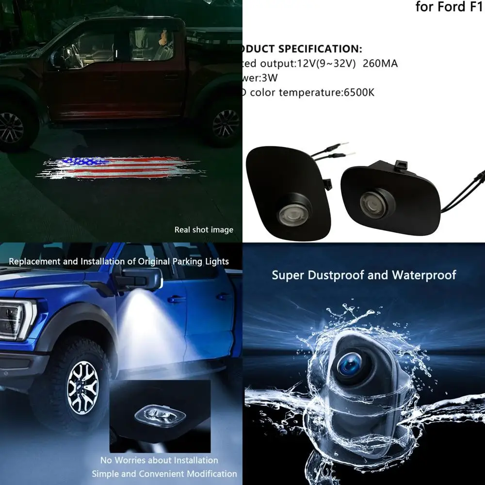 

Светодиодные фонари для Ford Raptor F-Series 2015-2025, дверные фонари проектора с логотипом бокового зеркала