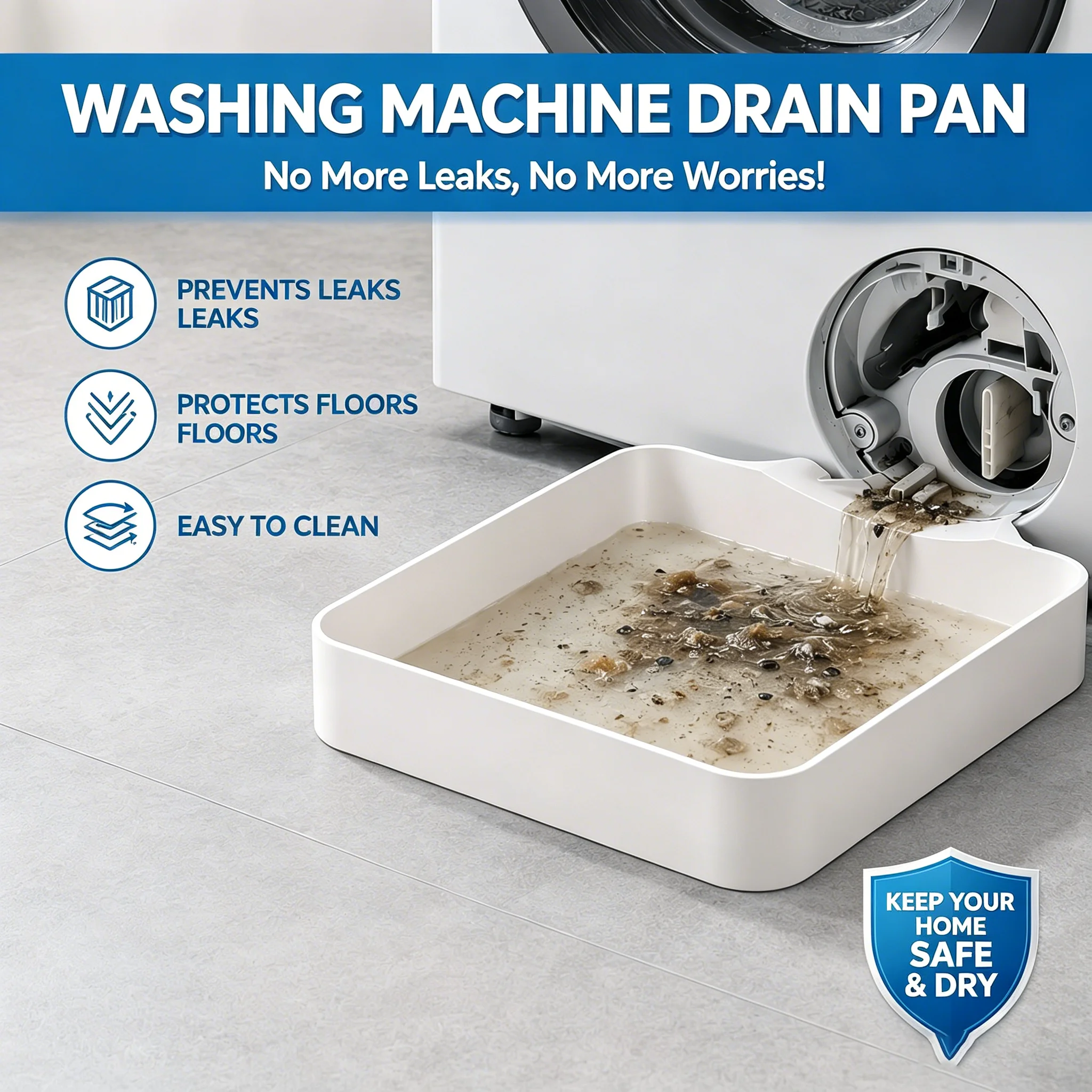 Raised edge washing machine drip tray