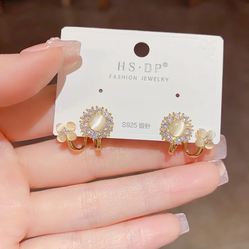 Exquisite Crystal Flower Stud Earrings For Women Fashion Zircon Rose Butterfly Tassel Earring Bride Wedding Party Jewelry Gifts