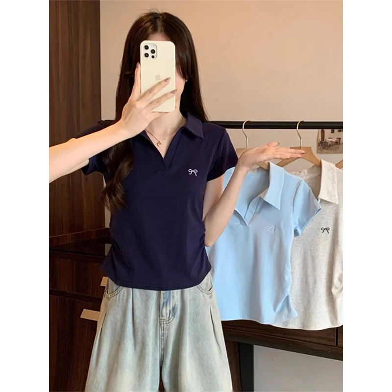 Premium Short Sleeve Women's T-shirt Guangzhou Thirteenth Factory New Summer 2026 European Style  Top Cotton V-neck Slim Fit