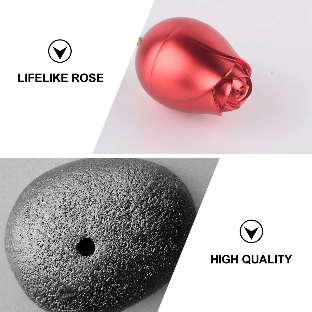 Container Simulated Rose Decoration Faux Flowers Roses Aluminum Alloy Ring Case