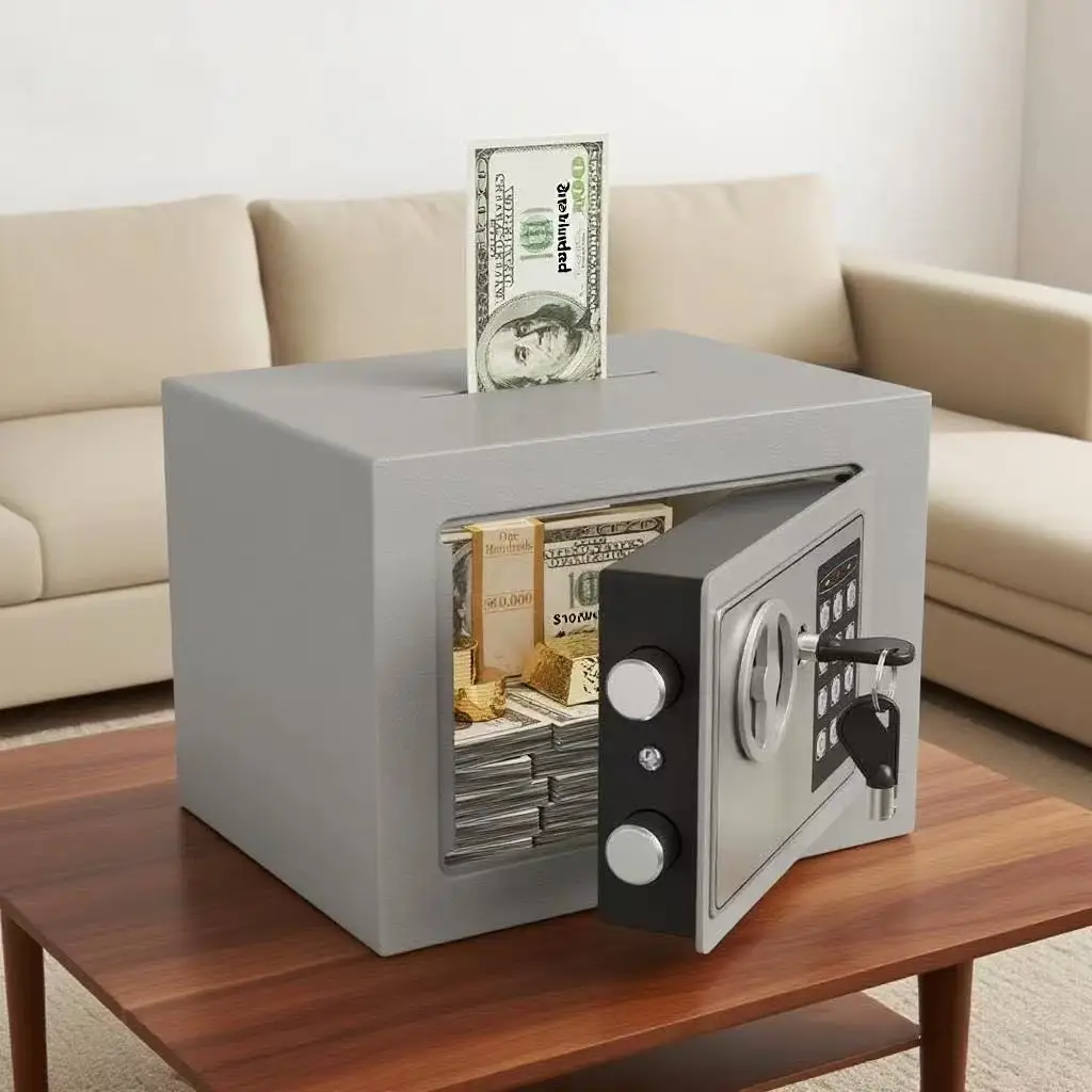 【デュアルロック解除】貯金金庫 - 家庭用小型金庫 - 貯金キャニスター - 多機能パスワードロック