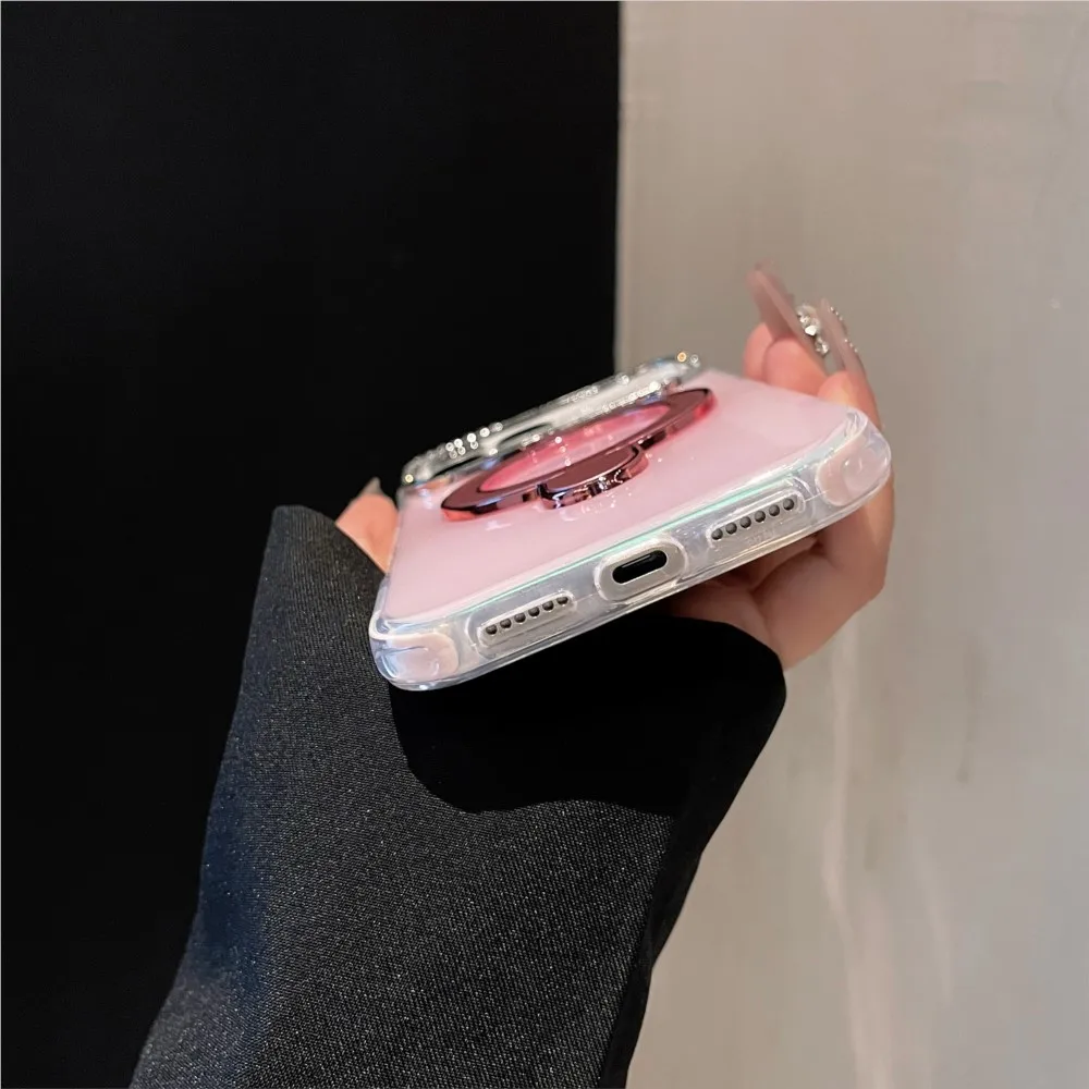 هلام اللون المغناطيسي للطي حامل حافظة آيفون 17 16 15 14 13 برو ماكس بريق الماس للصدمات حامل معدني غطاء #5