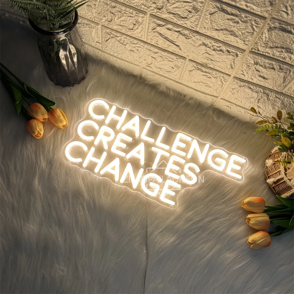 Challenge Creates Change Neon Led Sign Home Gym Room Decoration Neon Lights Fitness Gaming Club Party Wall Decor Neon Signs