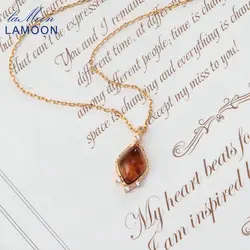 LAMOON Vintage Amber Necklace For Women 925 Sterling Silver Necklaces Semi-precious Stones Recycled Amber Jade 10K Gold Plated
