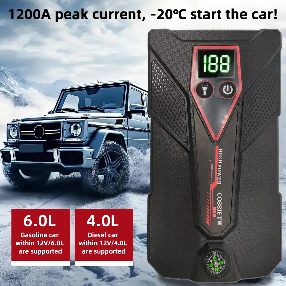 12v Multi Function Portable Car Battery Charger Jump Starter And Tire Inflator 20000mah