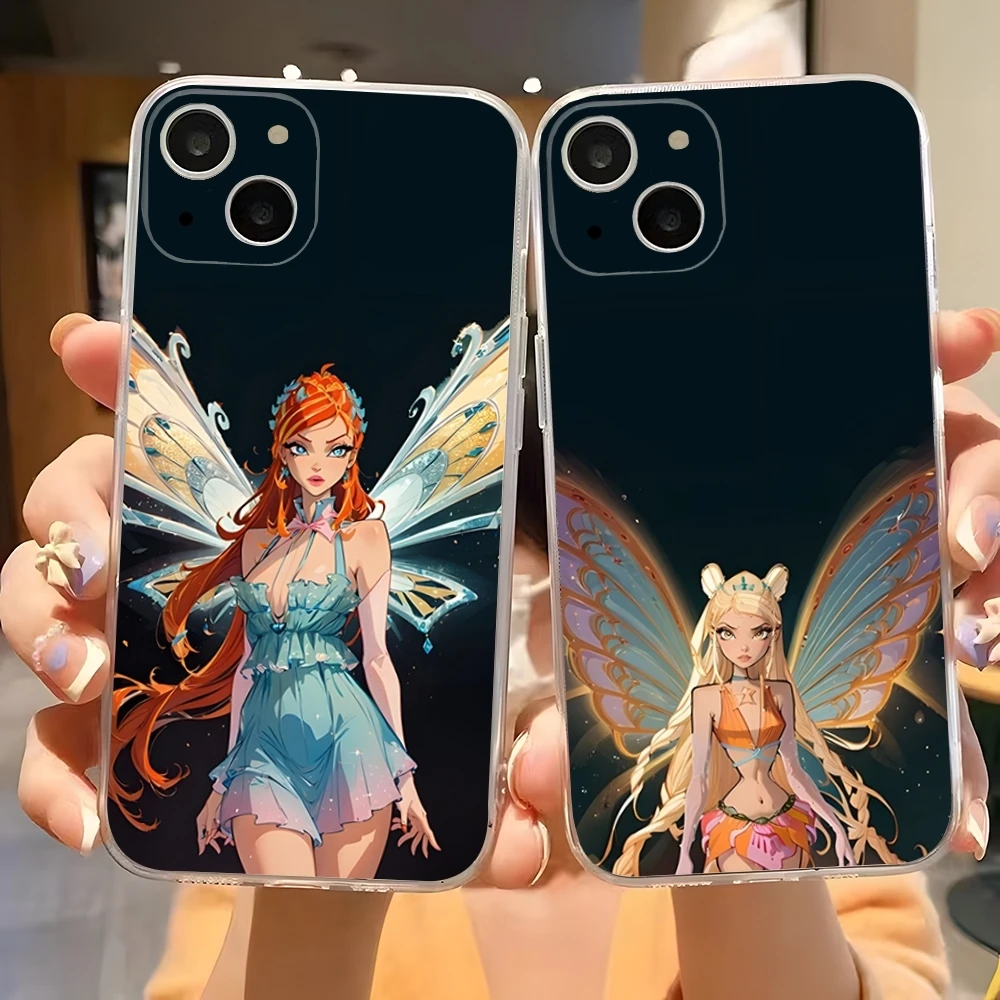 Girl W-Winx Clubs Phone Case for 15 Pro Max iphone 14 Plus 11 12 13 Mini 7 8 Plus X XR XS SE 2020 Transparent Soft Cover