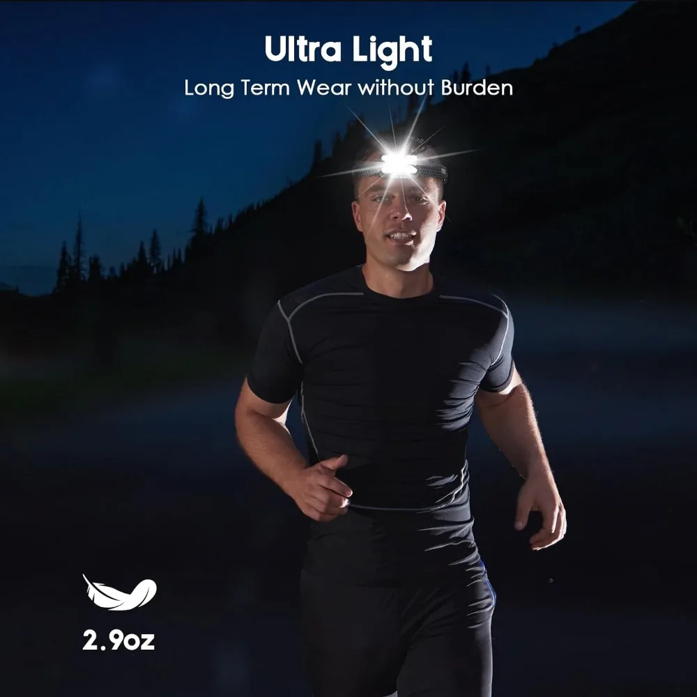 USB充電式LEDヘッドランプ,調整可能なモーションセンサー付きヘッドランプ,理想的な釣りやランニングに最適,シャンパンカラー,14モード