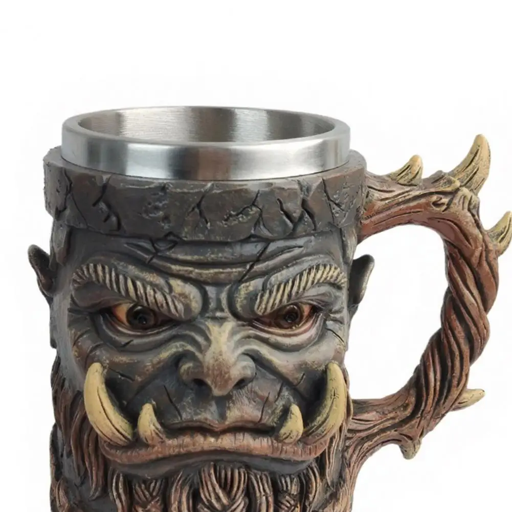 Insulated Resin Stainless Steel Mug Stone Texture Fanged Mug Resin Coffee Cup Stainless Steel Drinkware Novelty Fantasy for Tea