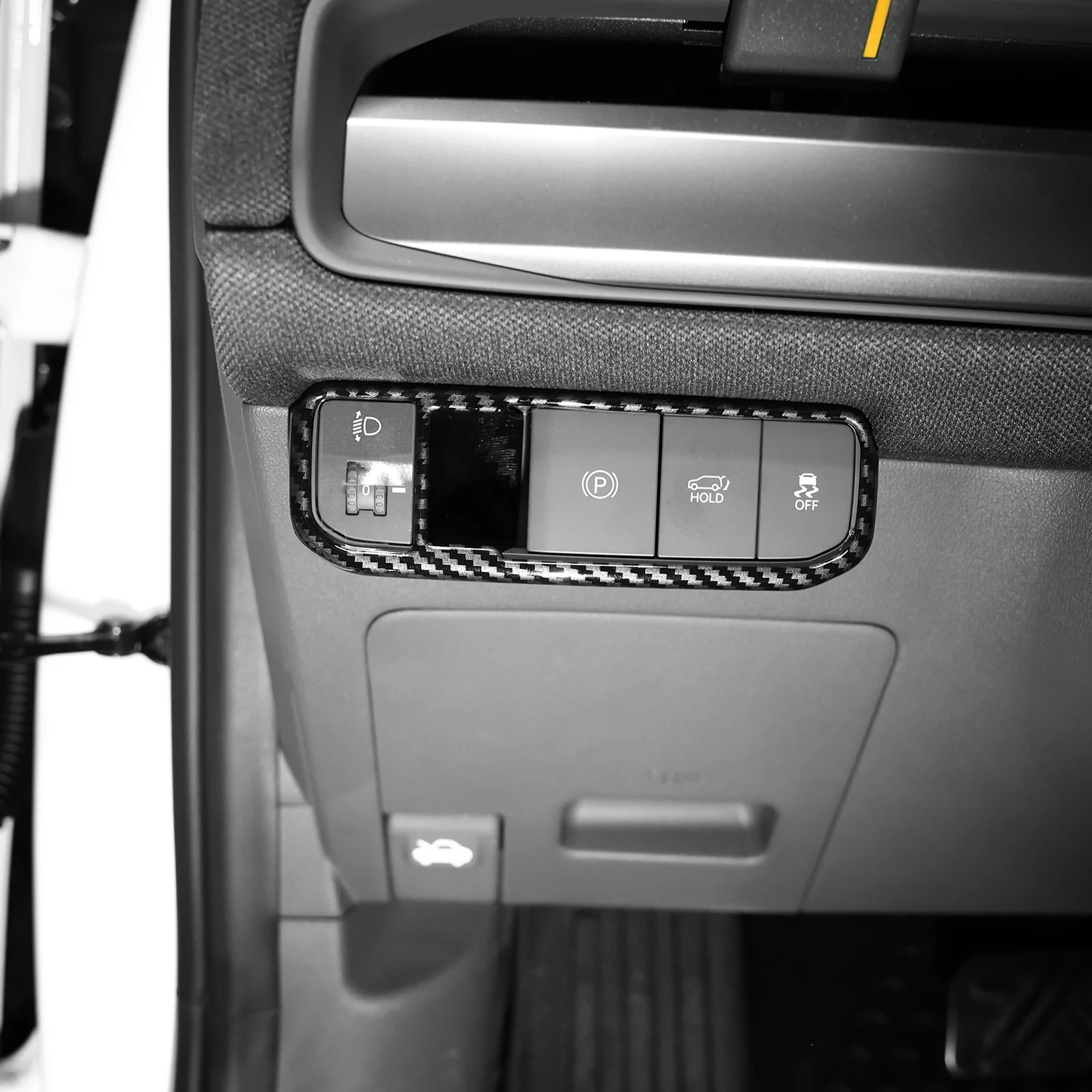 For Kia EV3 Carbon Fiber Wood Grain Style Headlight Lamp Light Button Cover Frame Trim Car Interior Decoration