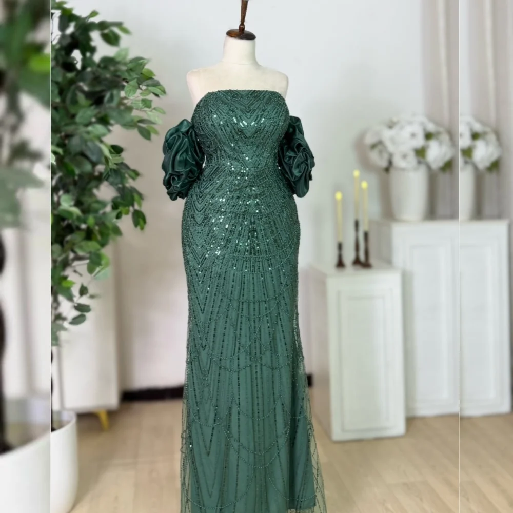 

Customized Chiffon Sequined Beading Off-the-shoulder Trumpet Long Dresses Bespoke Occasion Women Luxury Evening Sparkle Party