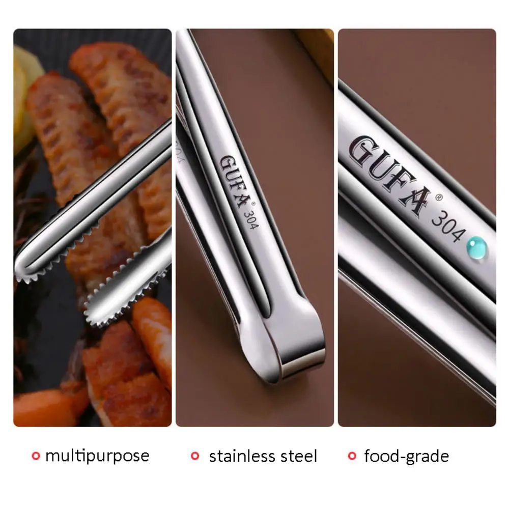 Grill Tongs Meat Culinary Nippers Camping Dishes Stainless Bruseptsy For Food Kitchen Clip Utensils Skewer Barbecue Accesories