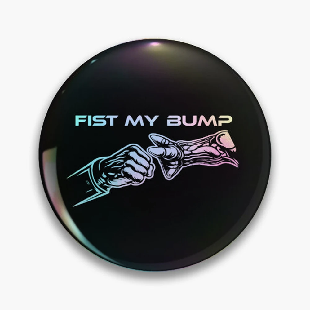 Fist My Bump Shirt Pin Holographic Star Heart Pin Brooches Laminated Button Fashion Accessory