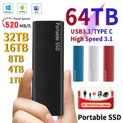 휴대용 SSD 외장 하드 드라이브, 노트북, 데스크탑, 맥, 휴대폰용, USB 3.1 SSD 드라이브, 1TB, 2TB