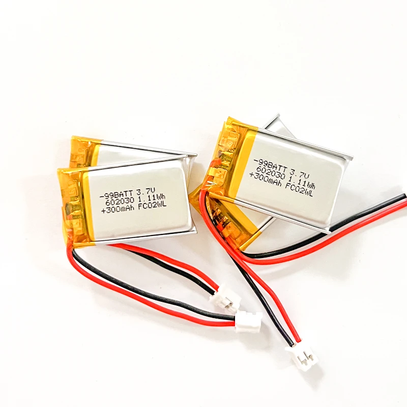 1-10pcs 602030 300mAh Lithium Rechargeable Battery 3.7V Li-ion Polymer Batteries or Bluetooth Headset Speaker Toys LED Light GPS