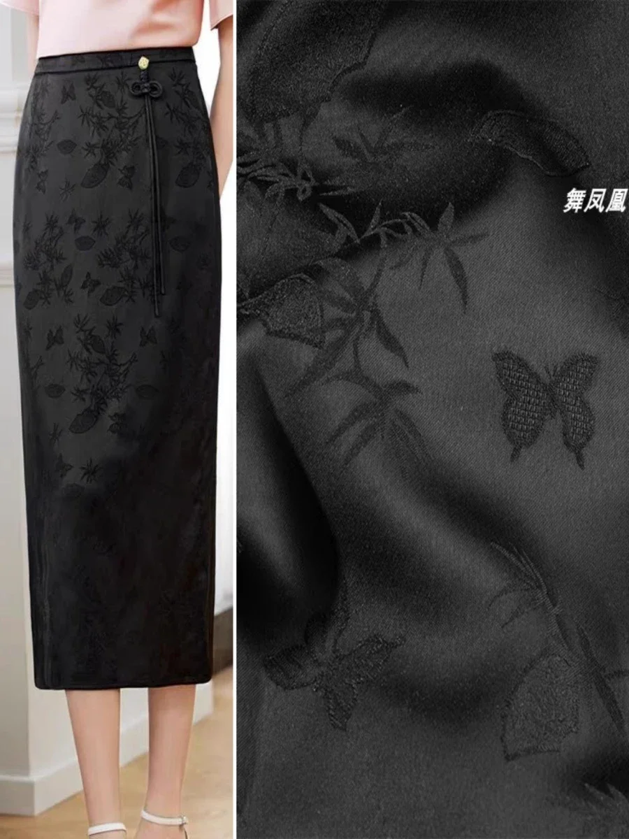 

Imitation Acetic Acid Fabric Jacquard Black Dark Pattern Top Clothing Apparel Sewing Fabrics Diy Cloth Sew Material