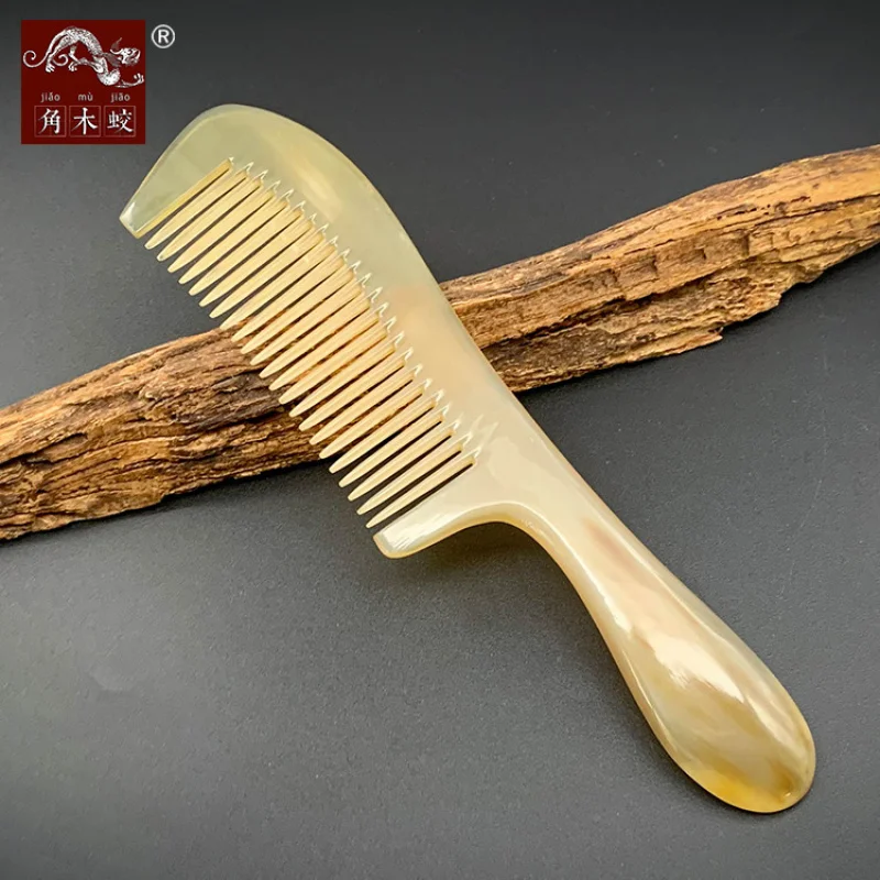 Hornwood Yak Horn Handle for Massage and Hair Care, Thickened Fine-Toothed Comb, Custom-Made Model