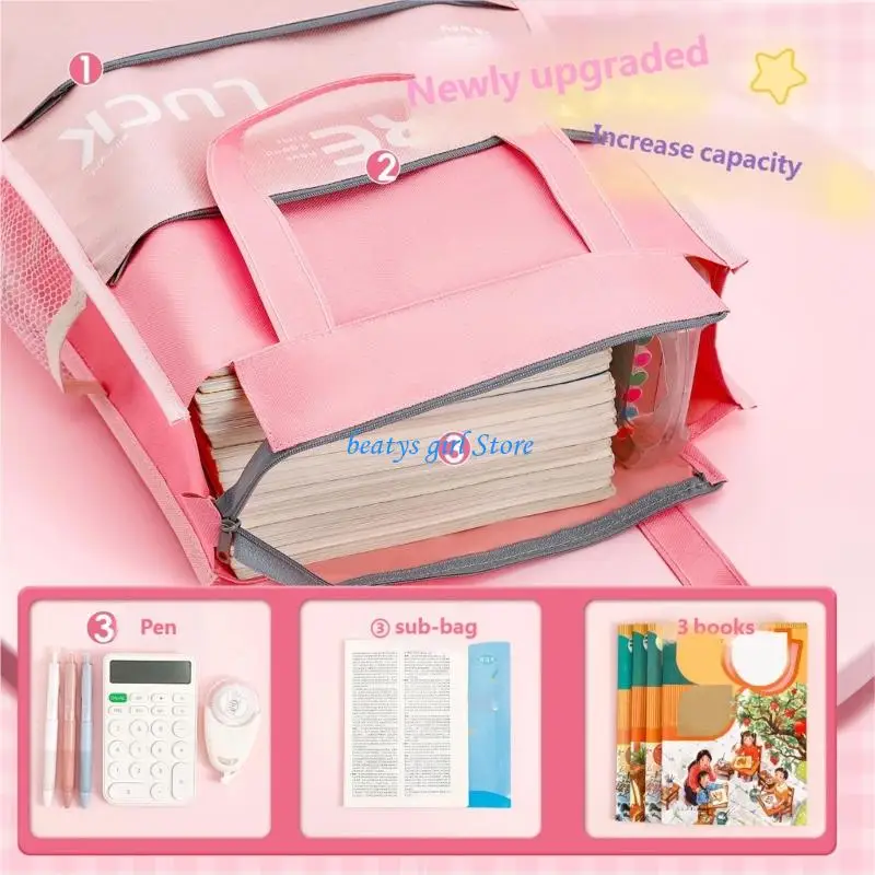 C7AB منظم مستندات محمول من القماش القماشي حقيبة حمل للمدرسة والمكتب