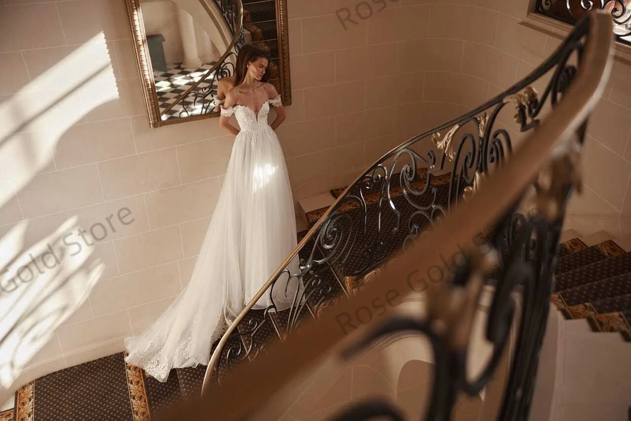 Elegante witte trouwjurken lieverd off-shoulder formele bruidsjurk voor vrouwen op maat eenvoudig kant vestido de noiva