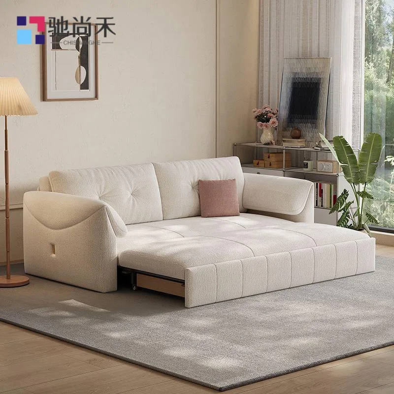 Sofa bed integrated foldable multifunctional small apartment storage straight row cream-style trendy bedroom sofa