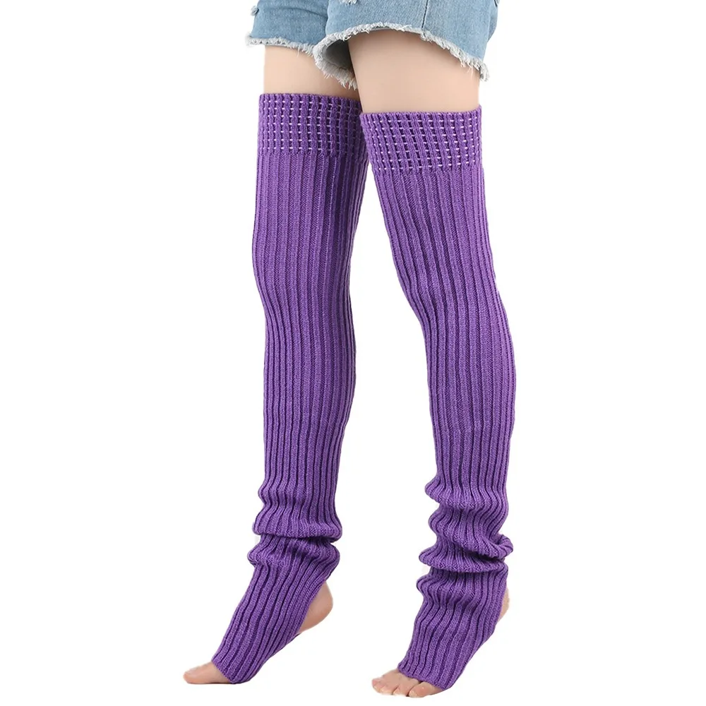 

Stretchable 80cm Leg Warmers Knitted Solid Color Warm Foot Cover Wool Material Winter Warmth Loose Socks Autumn Winter