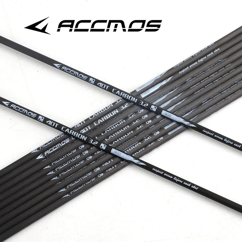 ACCMOS 40T Carbon Arrow Shafts,28inch 29inch 30inch 31inch 32inch,ID3.2mm Spine350,400,500,600,700,800,900,1000 for Archery Bow