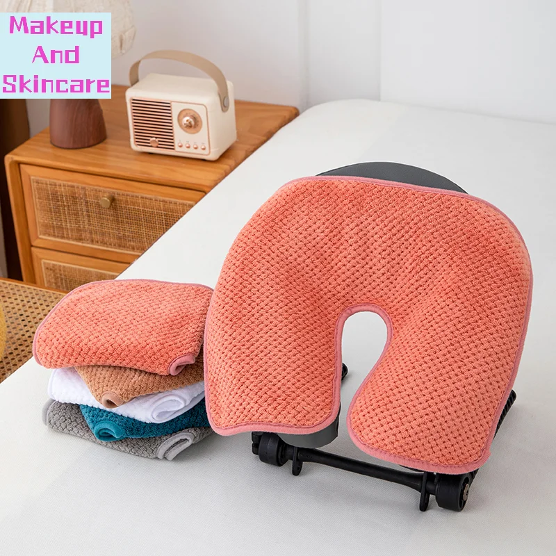 「Coral Fleece Head Pad Towels U-Shaped Facial Pillow Covers Thickened Headrest Cushion Facial Care Beauty SPA Massage Supplies」