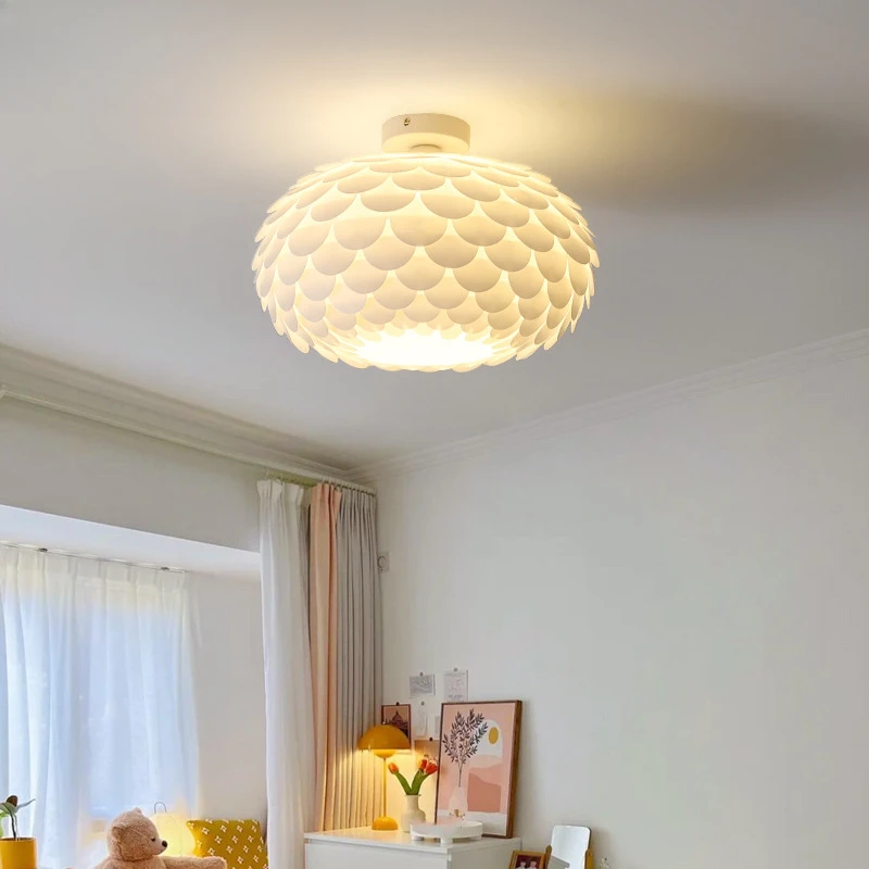 Modern Simple LED Feather Chandelier Cream Style Living Dining Room Bedroom Bedside Light Home Decoration Atmosphere Lighting