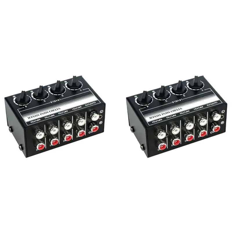 Superior-2X 4 Channel Stereo Audio Mixer Support RCA Input And Output Mini Passive Stereo Mixer With Separate Volume Controls