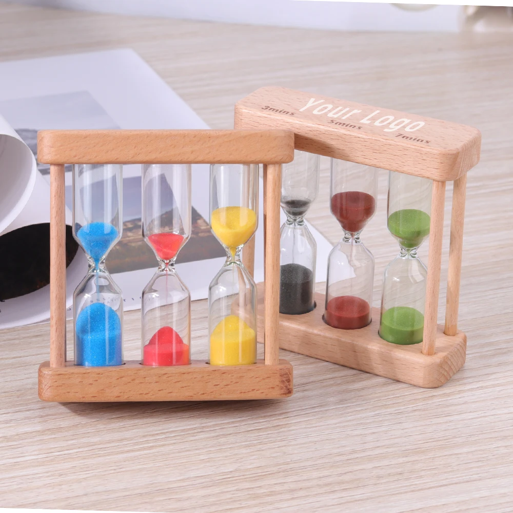 Wooden Hourglass Combination Children's Anti Fall Color Timer Funnel Creative Gift Hourglass Ornament