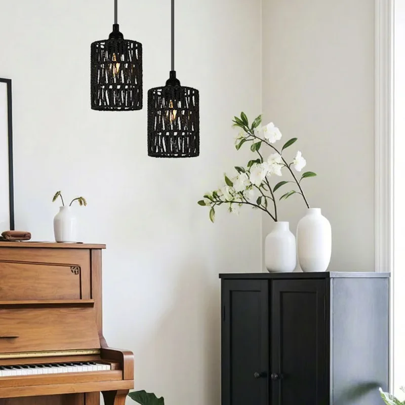 

1PC Bohemian Style Handwoven Home Decor Ceiling Lamp Woven Lampshade Rattan Lampshade Pendant Lamp Pendant Lamp Shade