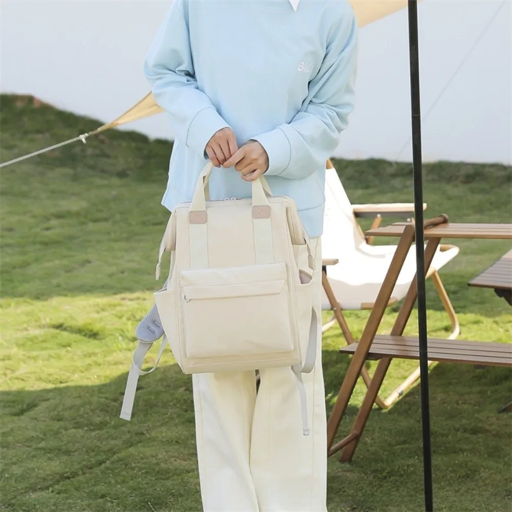 Mochila de ombro de cor sólida, grande capacidade, resistente ao desgaste, viagem, laptop, pano oxford, multibolsos, bolsa escolar de estudante