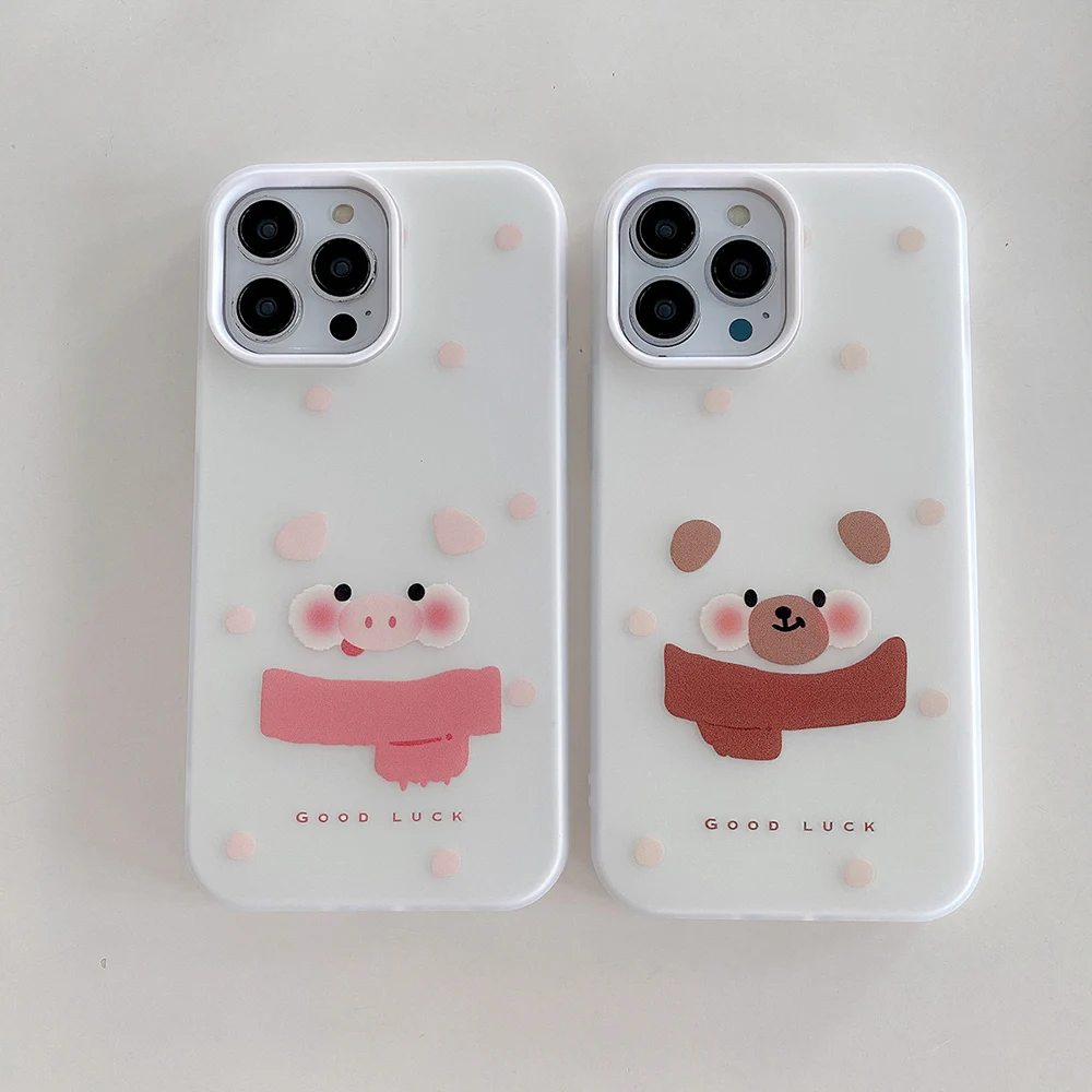 Cute Animal Phone Case For iPhone 15 Pro Max 14 13 Pro Max Soft Back Cover 12 15 14 Pro Shockproof Anti-slip Protective Bumper