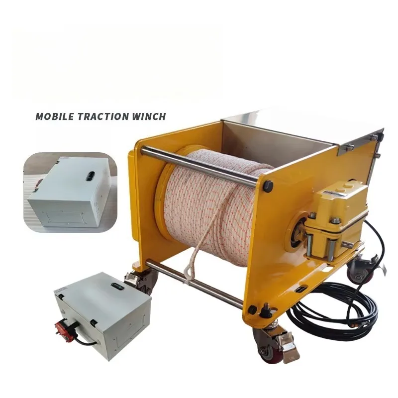 Variable Frequency Speed Control Mobile Long Distance Winch Dyneema Rope Electric Traction Hoist Industrial Lifting Equipment