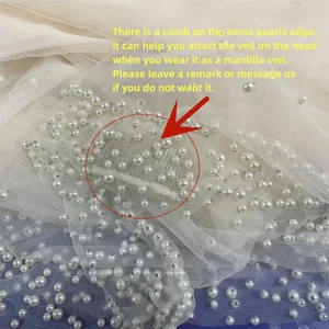 Tulle Schleier der Ehe mit Perlen, 1 Schicht, lange Zeit, Tüll, Luxus, für die Braut, Haarzubehör 12 Hauptverkäufe Mantilha - №2