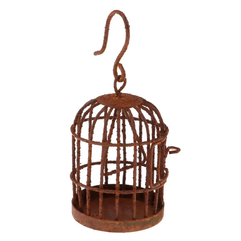 กรงวินเทจ 1:6 พร้อมไม้แขวนเสื้อ ของตกแต่งสวนนางฟ้าบ้านตุ๊กตา