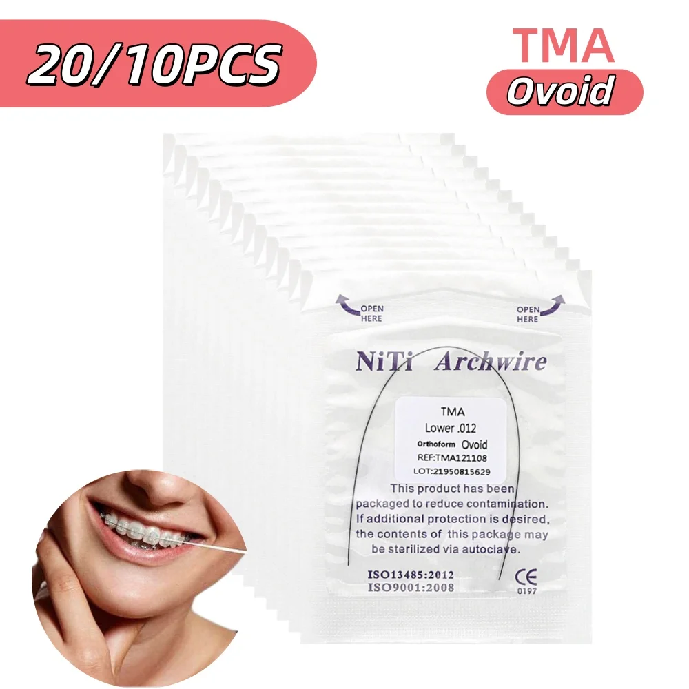 20/10PCS Dental Orthodontic TMA Arches Wire Ti-Mo Alloy Archwire For Braces Super Elastic Round/Ovoid Form Archwire
