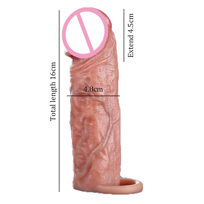 Realistic Liquid Silicone Condom Penis Extender Reusable Penis Enlargement Sleeve Cock Ring Delayed Ejaculatio Sex Tooys For Man