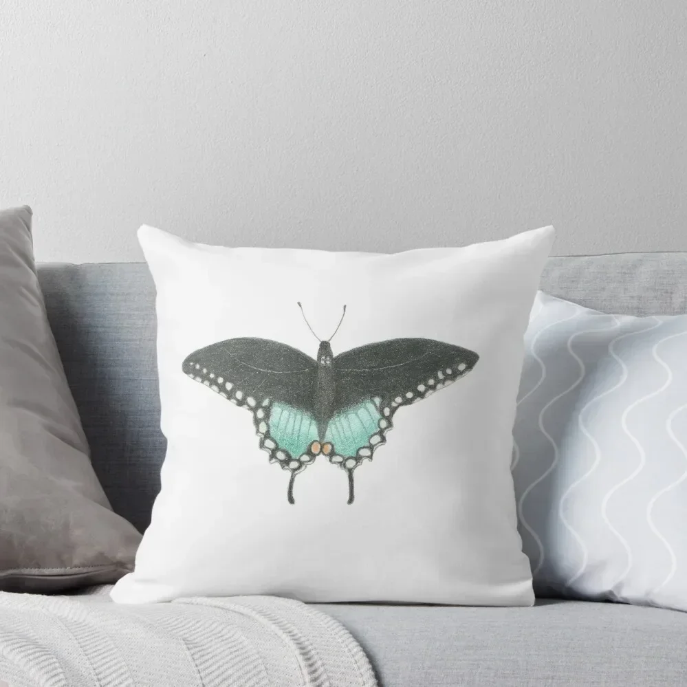 Hand-drawn Spicebush Swallowtail Throw Pillow pillow pillowcase Throw Pillow Pillowcases New year