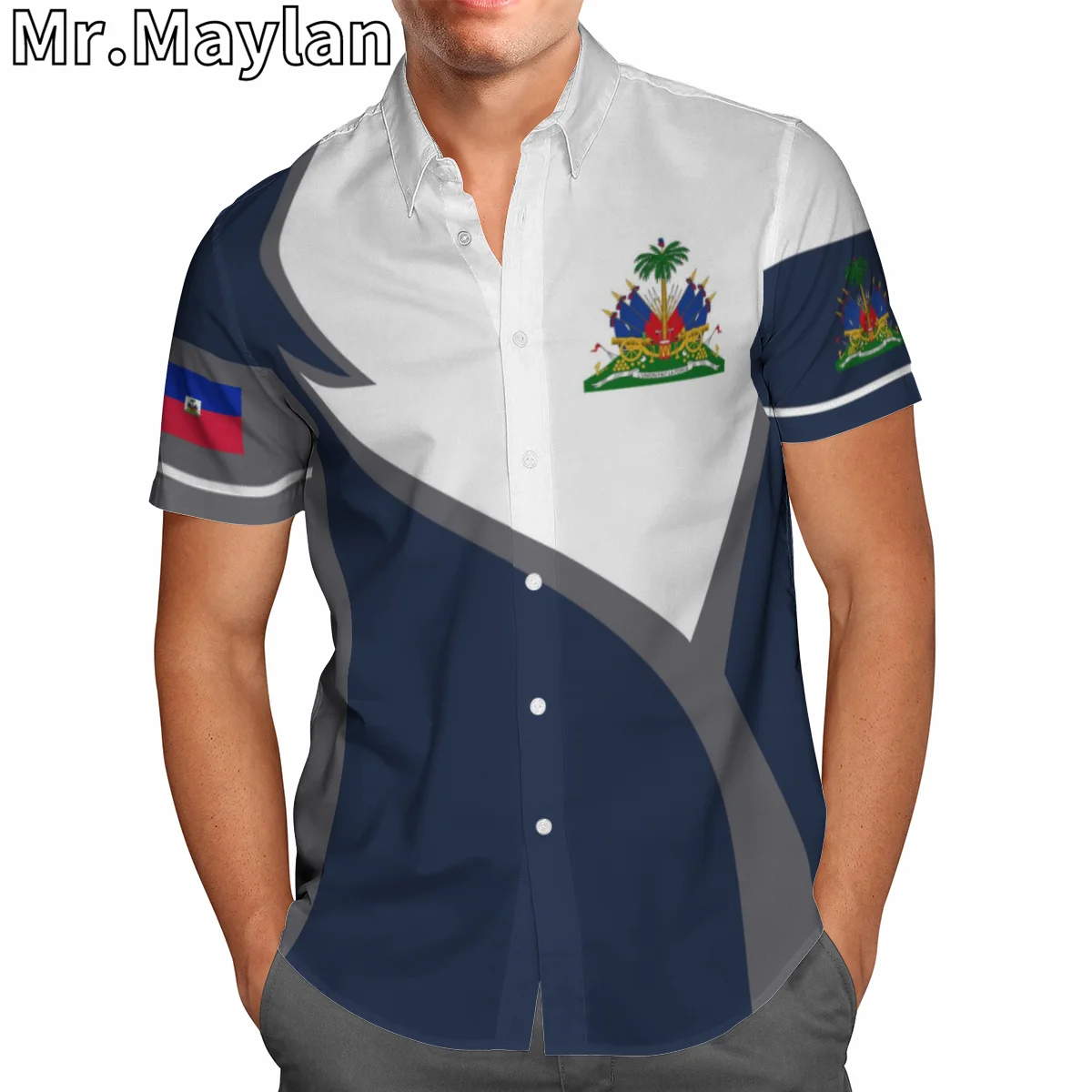 

HAITI HAWAIIAN SHIRT HAITI COAT OF ARMS FLAG 3D Print Shirt Summer Short Sleeve Tee Men Shirts 2024 Oversized 5XL Chemise Homme