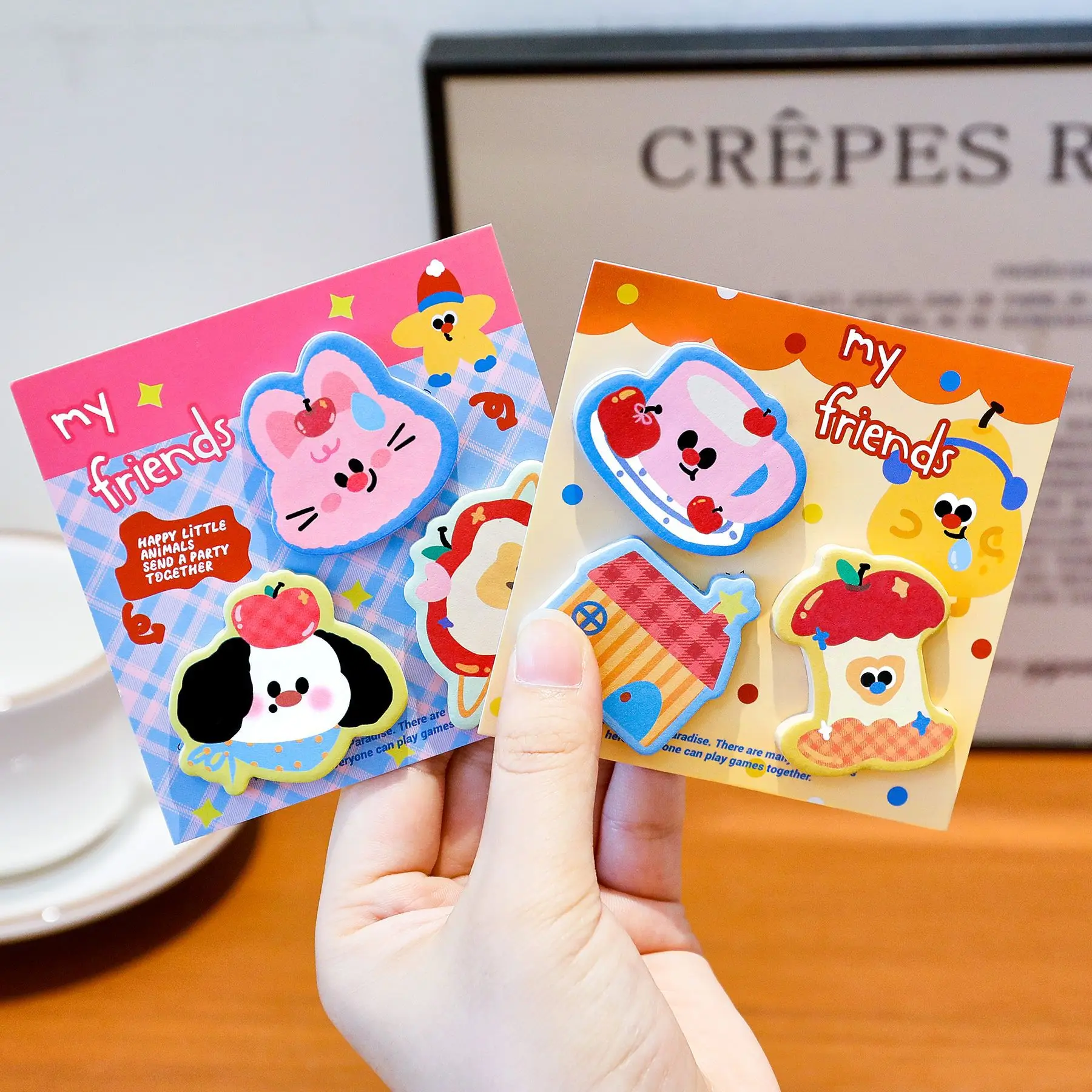 Reusable Removable Cartoon Westie Sticky Notes 3-Pack Apple Memo Pads for Students Study Desk Supplies Organization 60sheets